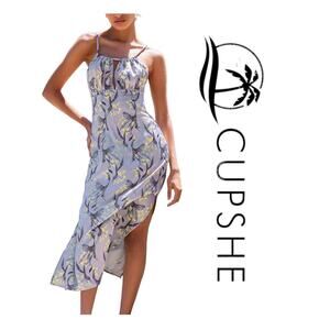 New Cupshe Floral Keyhole Maxi Dress Size Large Beach Vacation Summer Cottage
